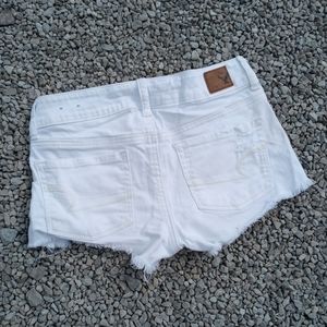 American Eagle White Jean Cutoff Shortie Shorts